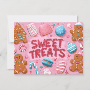 Colorful Sweet Treats Christmas Illustration Postcard