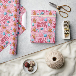 Colorful Sweet Treats Christmas Illustration Wrapping Paper