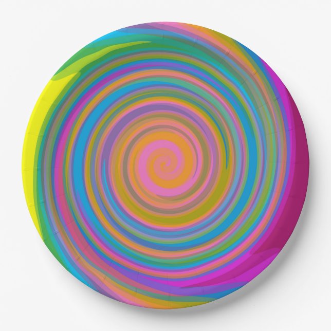 Colorful swirl design paper plate (Front)