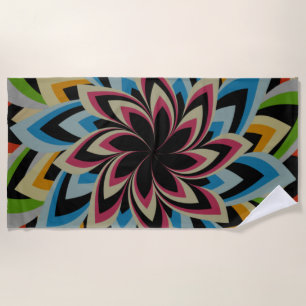 COLORFUL SWIRL FLOWERS BEACH TOWEL