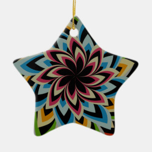 COLORFUL SWIRL FLOWERS CERAMIC ORNAMENT