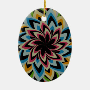 COLORFUL SWIRL FLOWERS CERAMIC ORNAMENT