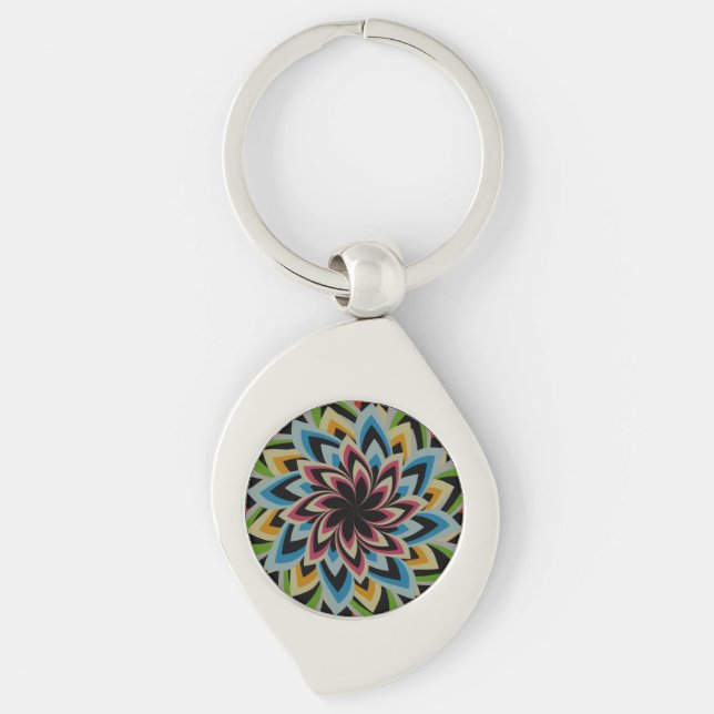 COLORFUL SWIRL FLOWERS  KEYCHAIN (Front)