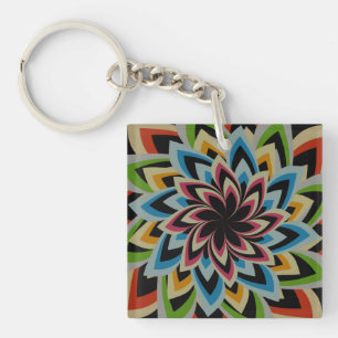 COLORFUL SWIRL FLOWERS KEYCHAIN