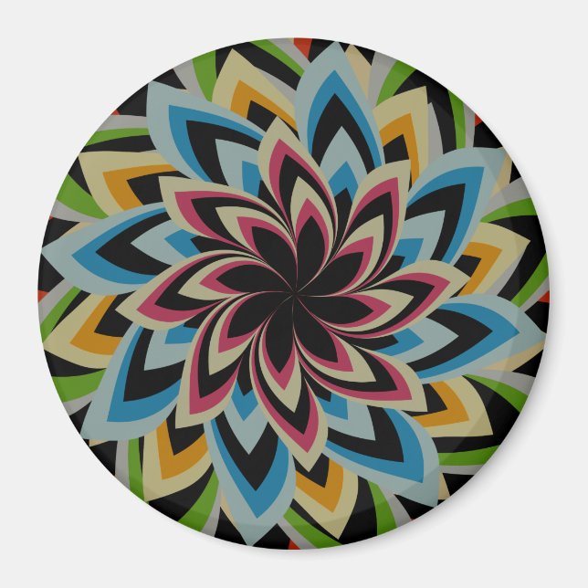 COLORFUL SWIRL FLOWERS   MAGNET (Front)