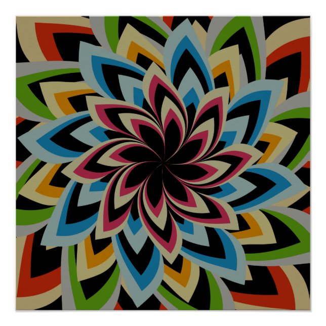 COLORFUL SWIRL FLOWERS   POSTER (Front)