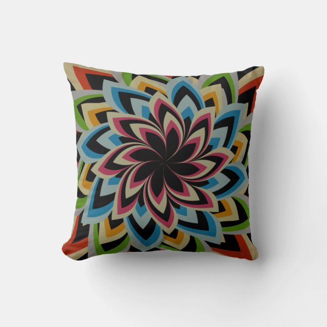 COLORFUL SWIRL FLOWERS THROW PILLOW (Front)