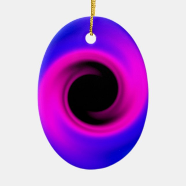 Colorful swirling black hole ceramic ornament (Front)