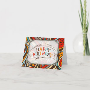 Colorful Swirls and Typography Happy Birthday Note Card