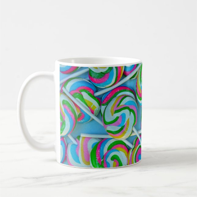 Colorful swirly lollipops pattern coffee mug (Left)