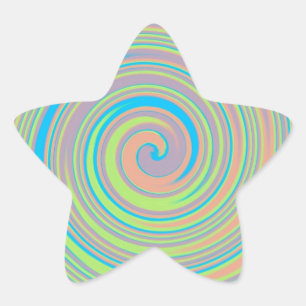 Colorful swirly pinwheel design star sticker