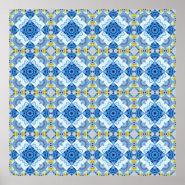 Colorful symmetrical seamless pattern, design in b poster (Front)