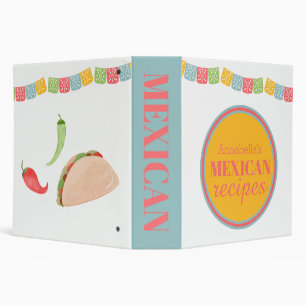 Colorful Tacos Custom Name Mexican Recipes Binder