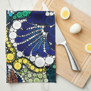 colorful talavera pottery mexican blue photo art  kitchen towel