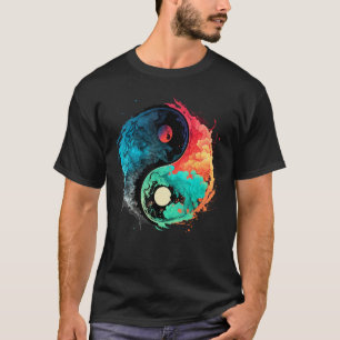 Colorful Taoism Yin Yang Splash on Zen Taijitu Yin T-Shirt