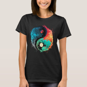 Colorful Taoism Yin Yang Splash on Zen Taijitu Yin T-Shirt