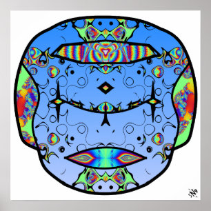 Colorful tattooed skull v0 poster