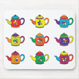 COLORFUL TEAPOTS MOUSE PAD