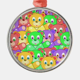 COLORFUL TEDDY BEARS METAL ORNAMENT