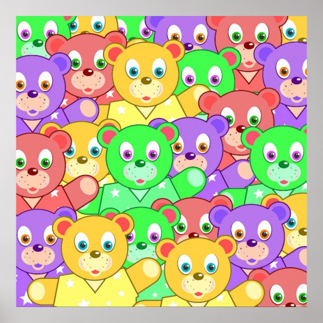 COLORFUL TEDDY BEARS POSTER (Front)