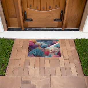 Colorful Textured Whimsical Forest Landscape Doormat