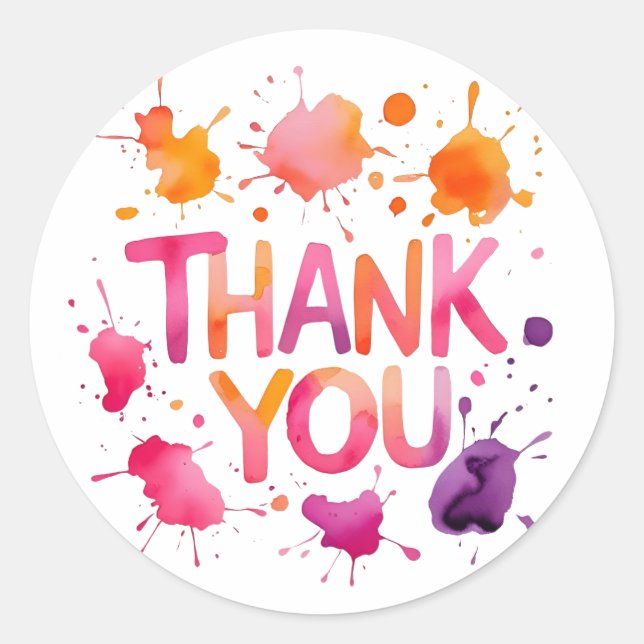 Colorful Thank You Classic Round Sticker (Devant)