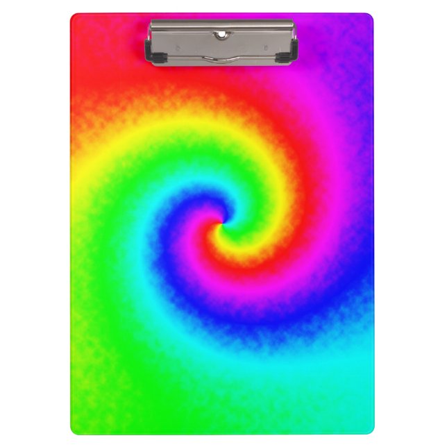 Colorful Tie Dye Rainbow Swirl Hippie Boho Chic Clipboard (Front)