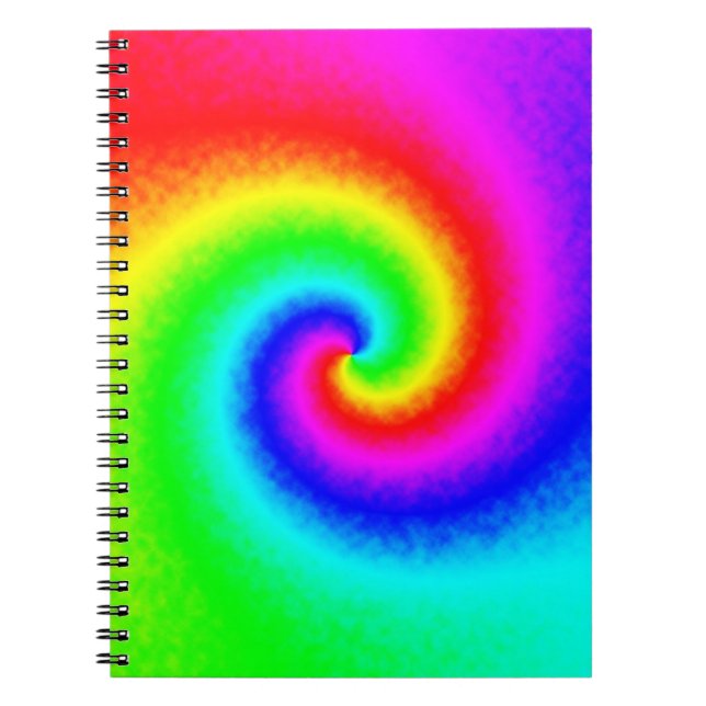 Colorful Tie Dye Rainbow Swirl Hippie Boho Chic Notebook (Front)