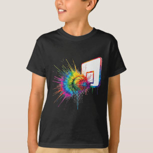 Colorful Tie Dye Sketll Hoop Paint Splatter Sports T-Shirt
