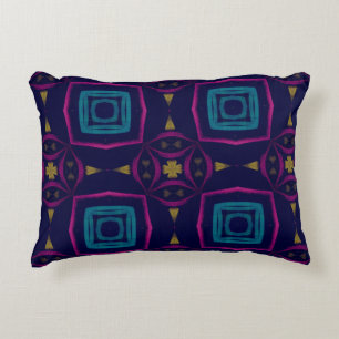 Colorful Tile illustration. Fashion Geometric Orna Accent Pillow