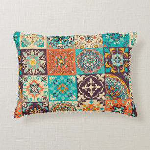 Colorful tiles Azulejos. Traditional Portuguese or Accent Pillow