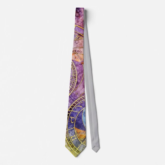 Colorful Time Astrology Abstract Tie (Front)