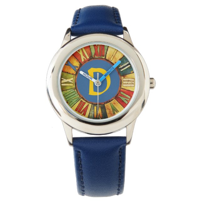 COLORFUL TIME BLUE YELLOW MONOGRAM WATCH (Front)