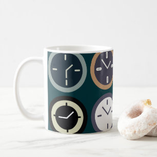 Colorful Time Clock Pattern Watchmaker Horologist Coffee Mug