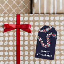 Colorful Tinsel Garland Merry Christmas Gift Tag