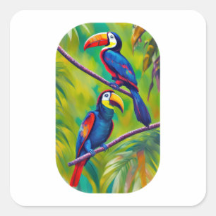 Colorful Toucan Bird Art Square Sticker