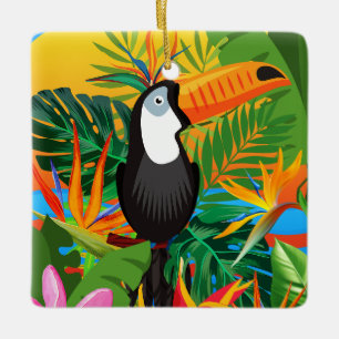 Colorful Toucan Tropical Jungle  Ceramic Ornament