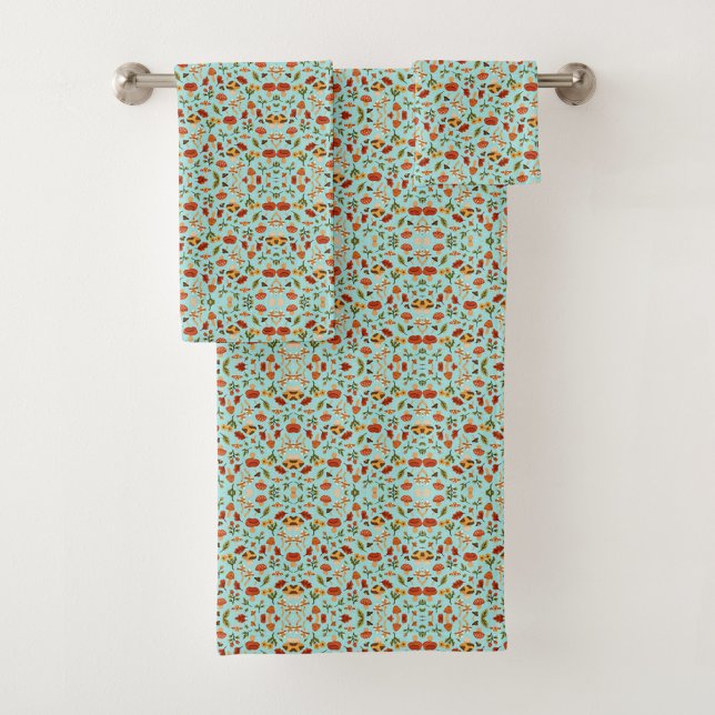 colorful towel set featuring a playful floral  (Creator Uploaded)