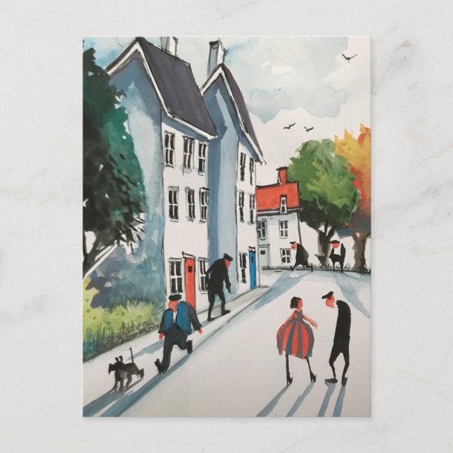 Colorful town art postcard #10 (Front)