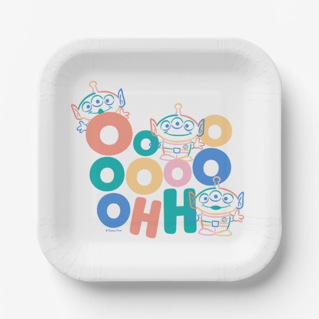 Colorful Toy Story Aliens Paper Plate (Front)