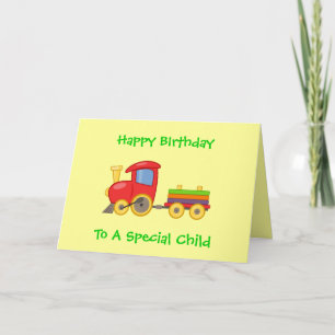 Colorful Toy Train Children's Happy Birthday Card