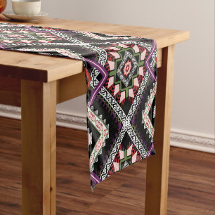 Colorful Traditional Oriental Pattern Short Table Runner