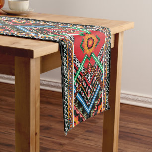 Colorful Traditional Oriental Pattern Short Table Runner