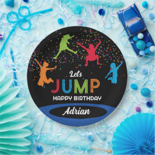 Colorful Trampoline Park Jump Kids Birthday Party Paper Plate