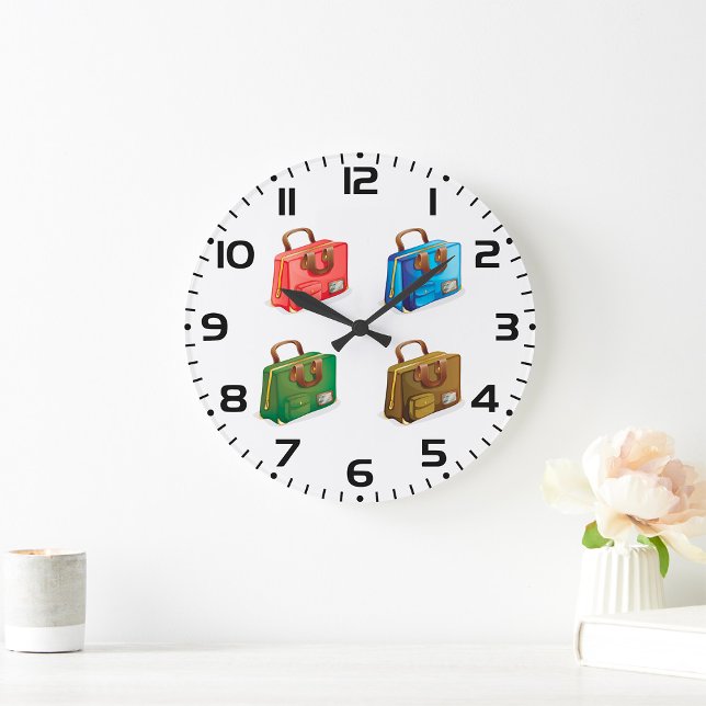 Colorful Travel Briefcase Collection Large Clock (Creator Uploaded)