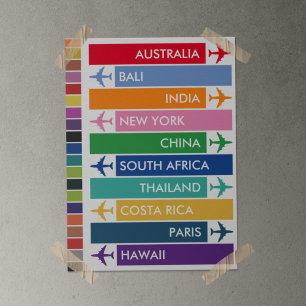 Colorful Travel Bucket List Poster