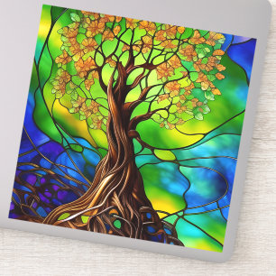 Colorful Tree of Life Stained Glass Look II