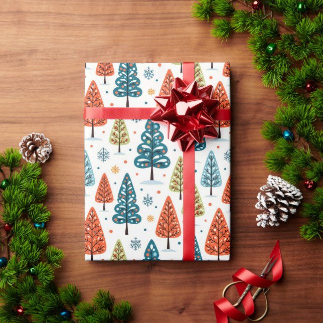 Colorful Trees Wrapping Paper (Holiday Gift)