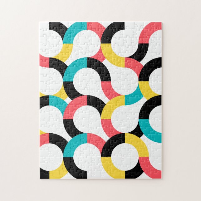 Colorful, trendy, cheerful, fun modern geometric jigsaw puzzle (Vertical)