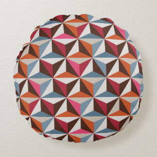Colorful triangle tiles seamless vintage pattern. round pillow